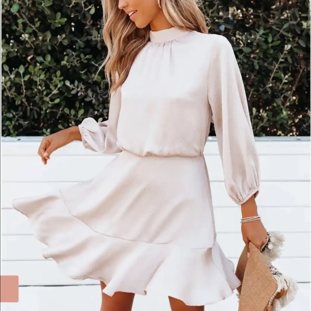 VICI Collection Call Me Angel Satin Dress - Champagne - Small